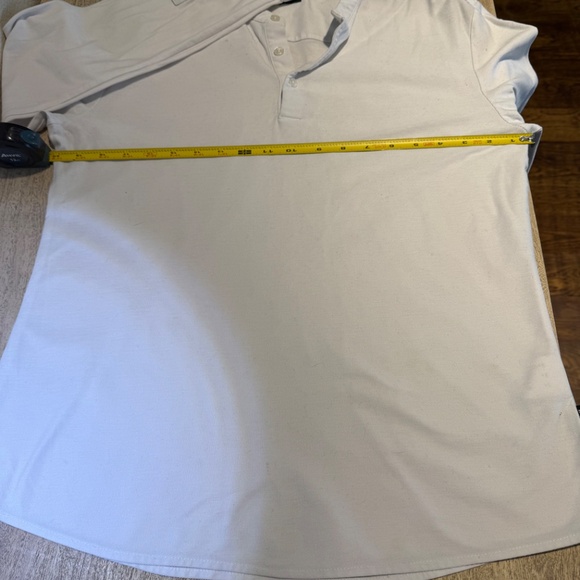 BOSS Slim Fit Mercerised White Henley Long Sleeve 3-Button Shirt Size Medium M - Picture 4 of 9